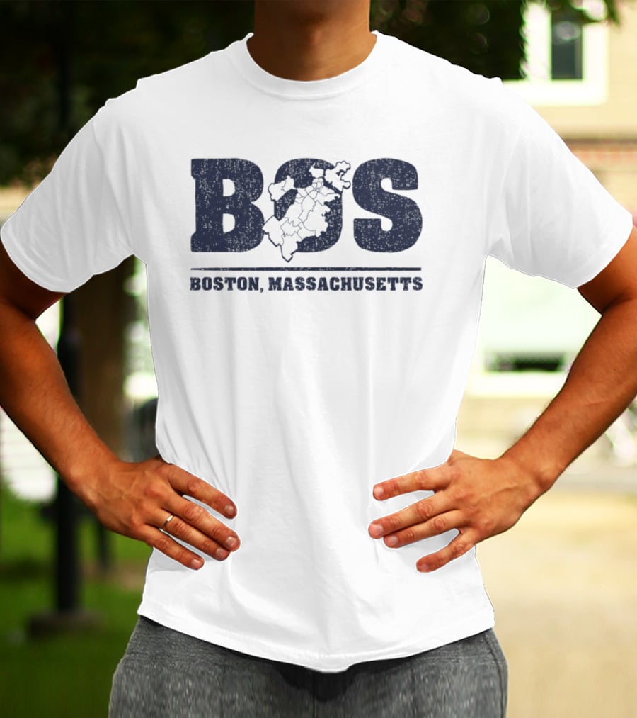 BOS Boston Massachusetts Neighborhoods Map T-Shirt