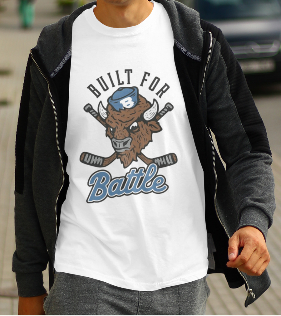 Buffalo Sabres Built For Battle Hockey Bison Crossed Sticks T-Shirt