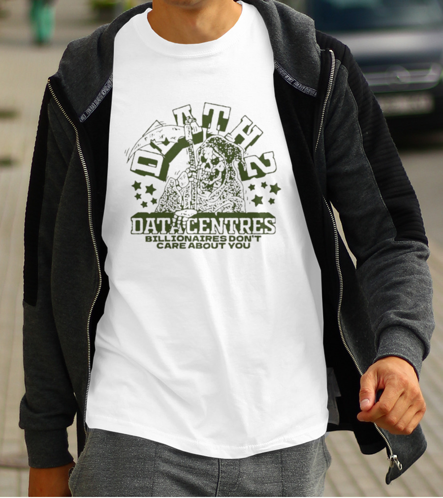 Death Datacentres Billionaires Don't Care About You Grim Reaper With Stars And Scythe T-Shirt
