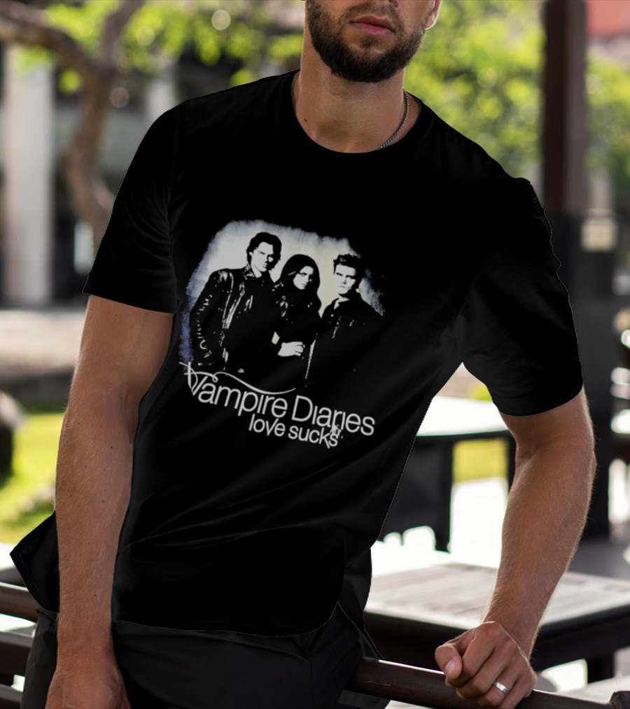 Vampire Diaries Love Sucks Damon Elena Stefan T-Shirt