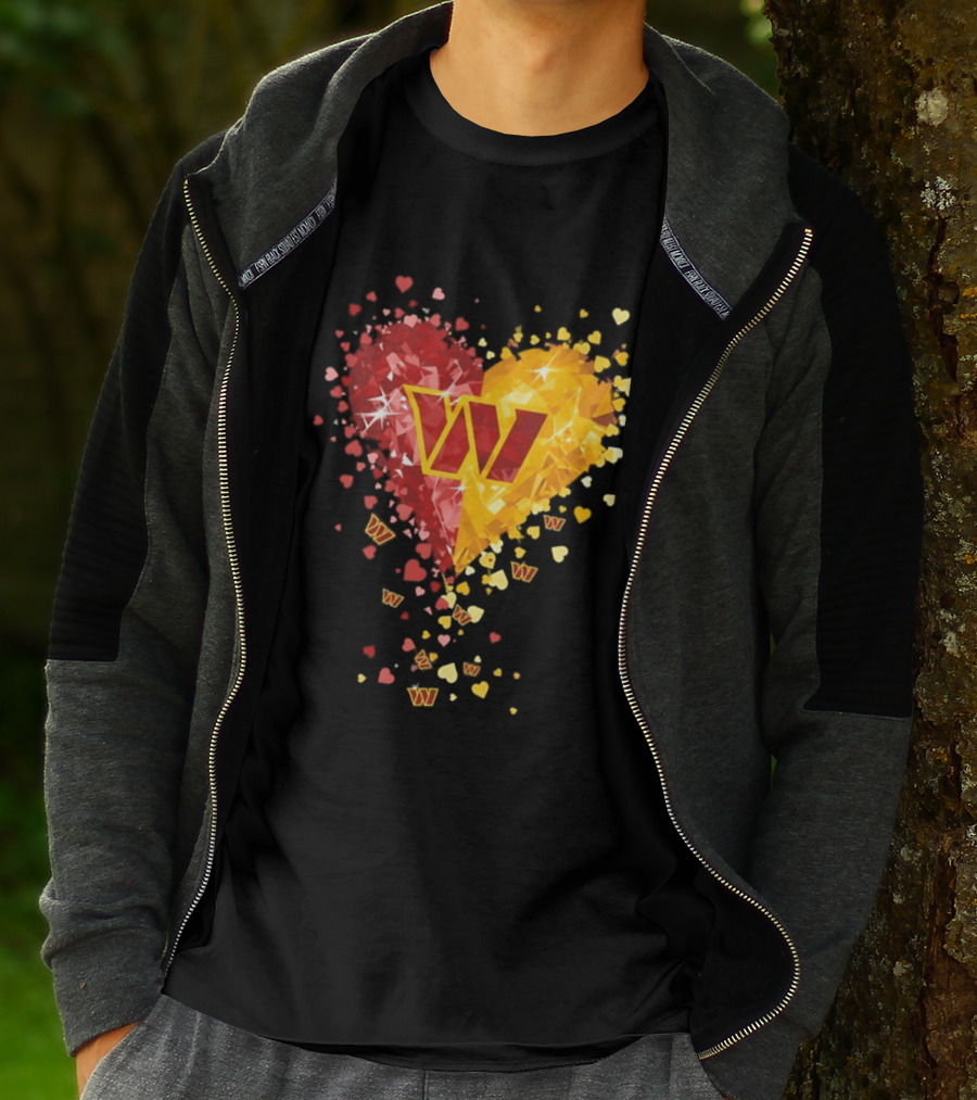 Washington Commanders Heart W Crystalized Chevron Burst T-Shirt