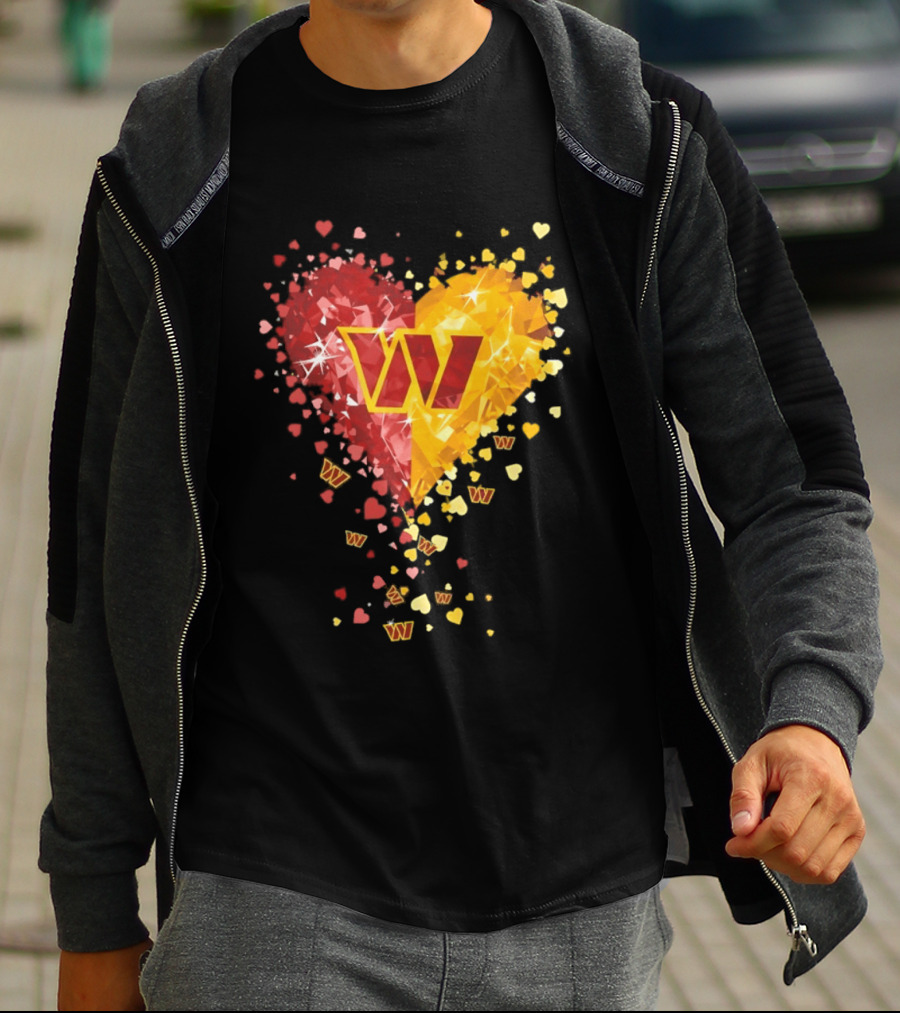 Washington Commanders Heart W Crystalized Chevron Burst T-Shirt