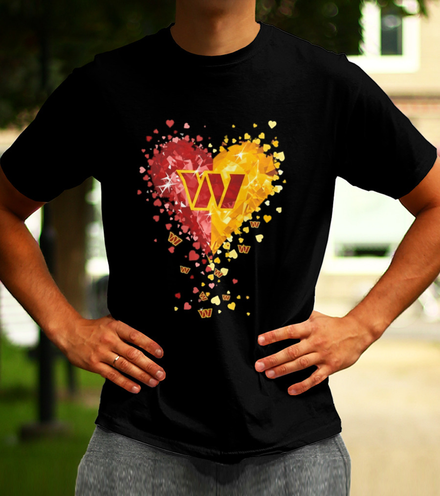 Washington Commanders Heart W Crystalized Chevron Burst T-Shirt