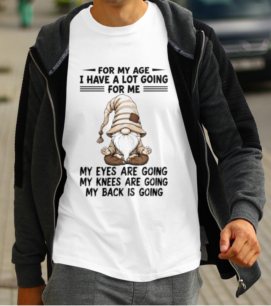 For My Age I Have A Lot Going For Me My Eyes Are Going My Knees Are Going My Back Is Going Gnome T-Shirt