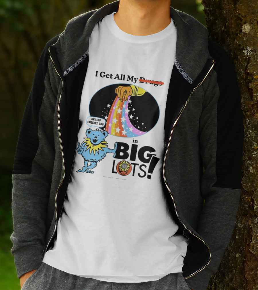 Big Lots Grilled Cheeses Too Grateful Dead Bear Rainbow Stars T-Shirt