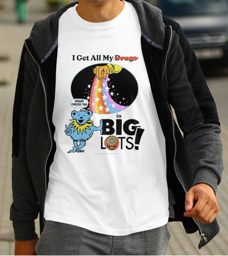 Big Lots Grilled Cheeses Too Grateful Dead Bear Rainbow Stars T-Shirt