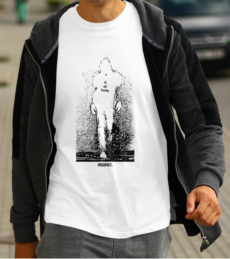 It All Hurts Regret Sadness Existential Skeleton Ghostly Figure T-Shirt