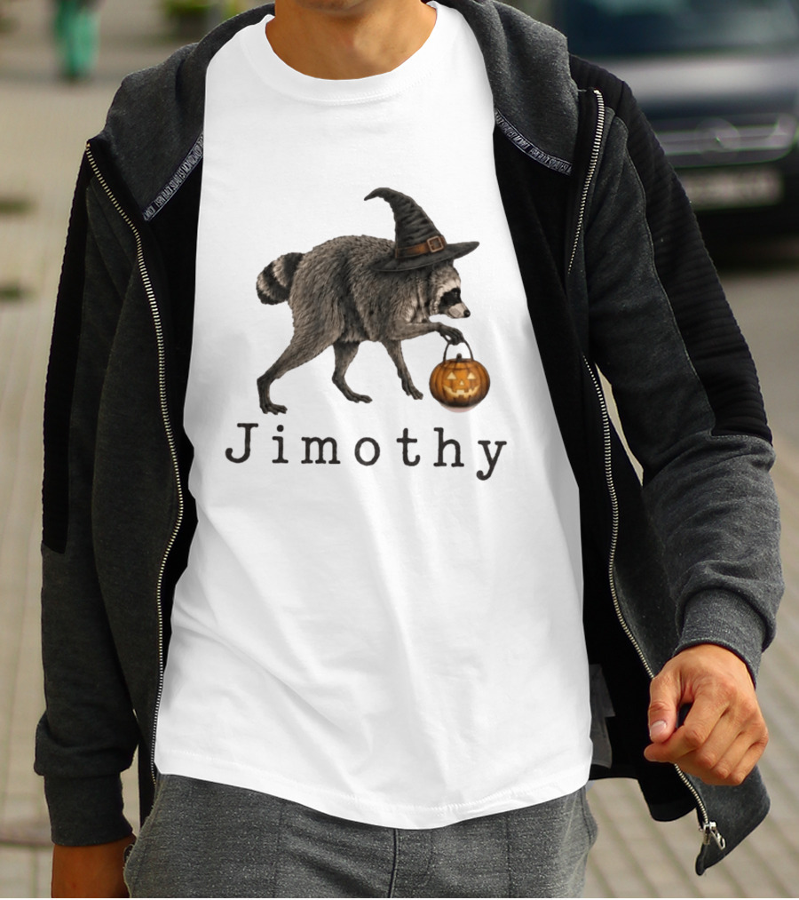 Jimothy Raccoon Witch Hat Pumpkin Halloween T-Shirt