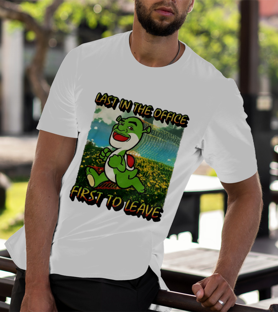 Last In The Office First To Leave Shrek Yoshi Humor T-Shirt