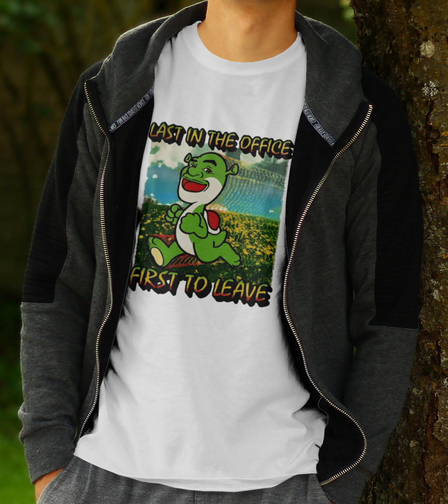 Last In The Office First To Leave Shrek Yoshi Humor T-Shirt