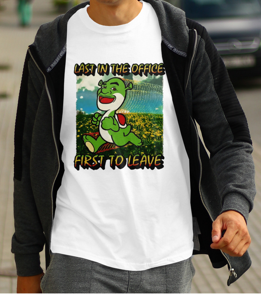 Last In The Office First To Leave Shrek Yoshi Humor T-Shirt