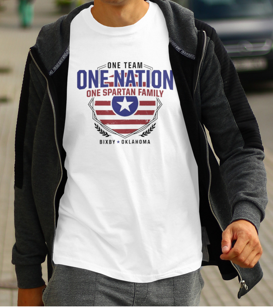 One Team One Nation One Spartan Family Bixby Oklahoma Star Shield T-Shirt