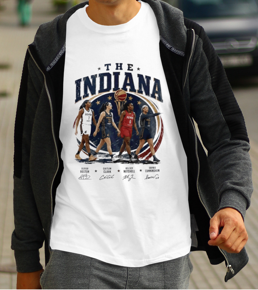 The Indiana Aliyah Boston Caitlin Clark Kelsey Mitchell Sophie Cunningham 2026 Signatures T-Shirt