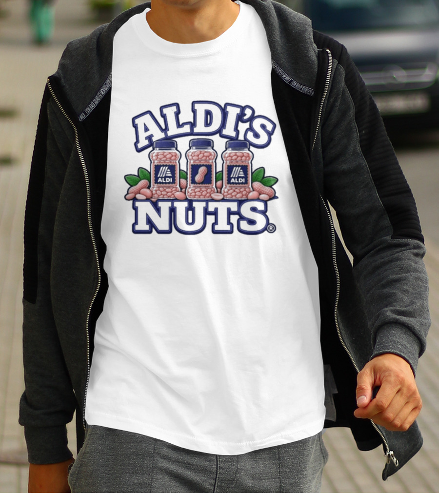 Aldi's Nuts Peanut Jars With Leaves T-Shirt