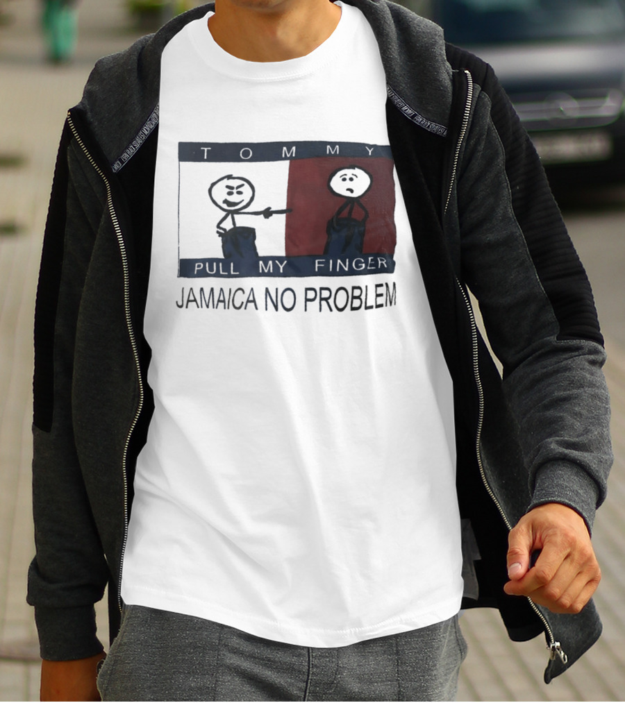 Tommy Pull My Finger Jamaica No Problem Stick Figure Comedy T-Shirt