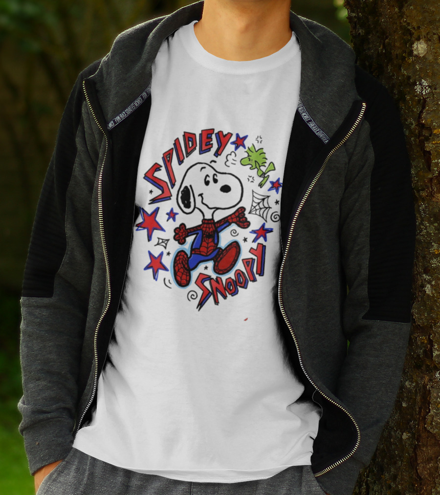 Spidey Snoopy Woodstock 2026 Crossover With Stars And Webs T-Shirt
