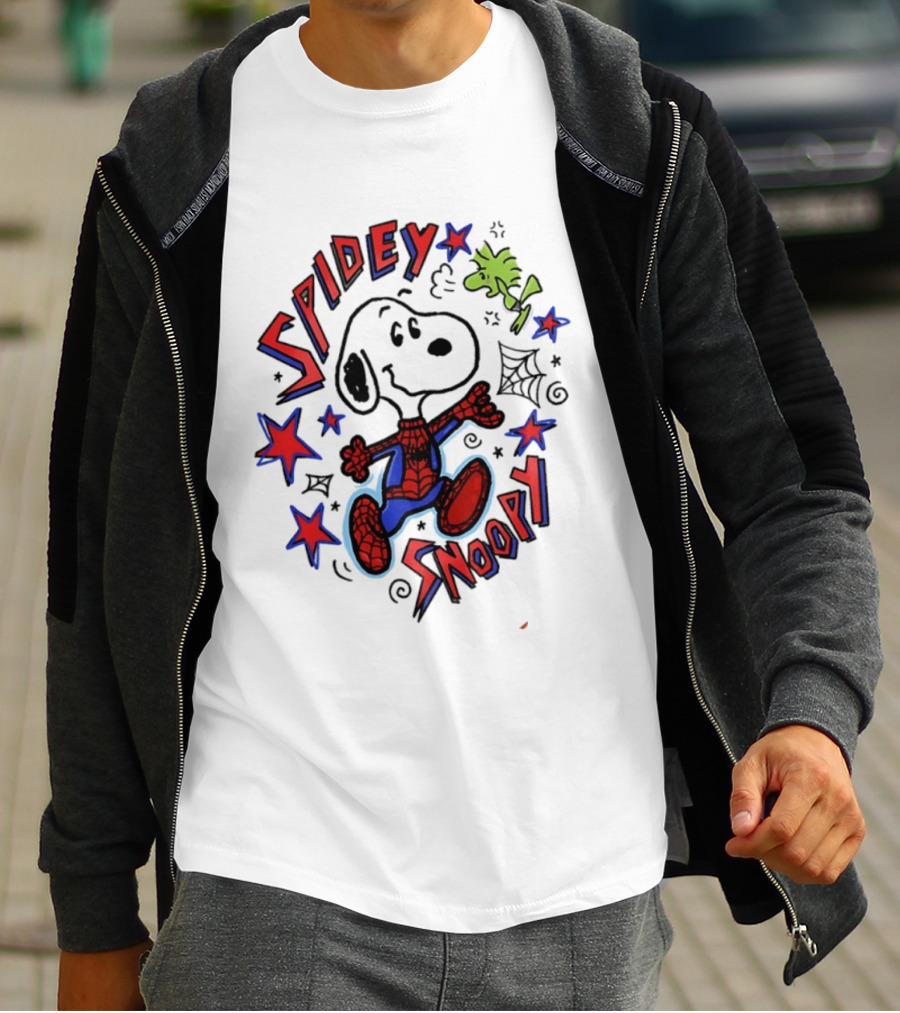 Spidey Snoopy Woodstock 2026 Crossover With Stars And Webs T-Shirt