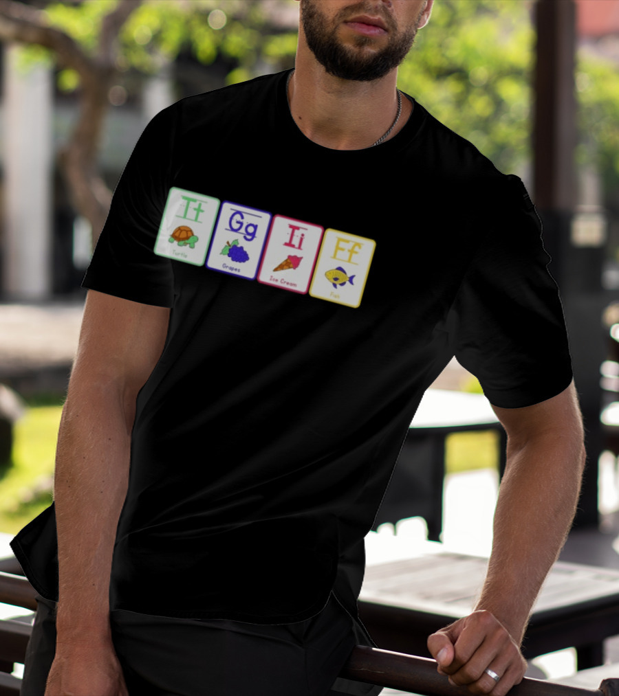 Alphabet Flashcards G I F Turtle Grapes Ice Cream Fish T-Shirt