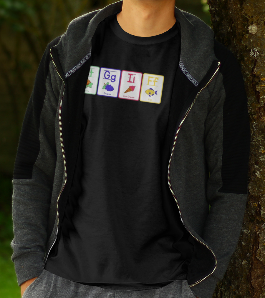 Alphabet Flashcards G I F Turtle Grapes Ice Cream Fish T-Shirt