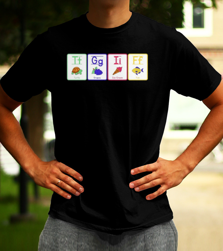 Alphabet Flashcards G I F Turtle Grapes Ice Cream Fish T-Shirt