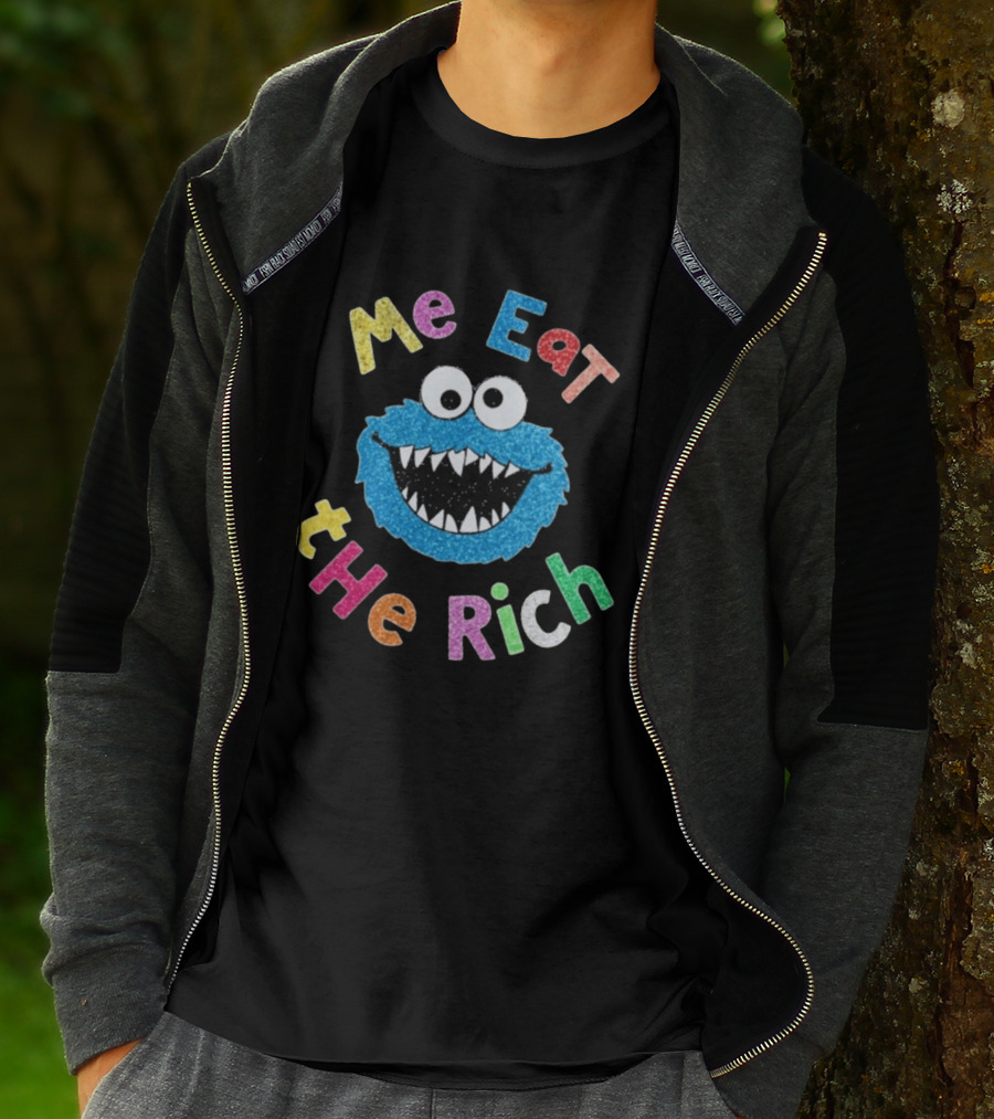 Me Eat The Rich Monster Face Colorful Letters T-Shirt