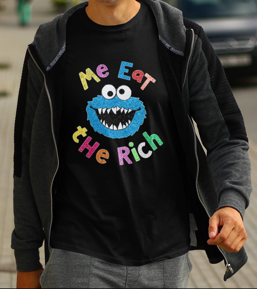 Me Eat The Rich Monster Face Colorful Letters T-Shirt