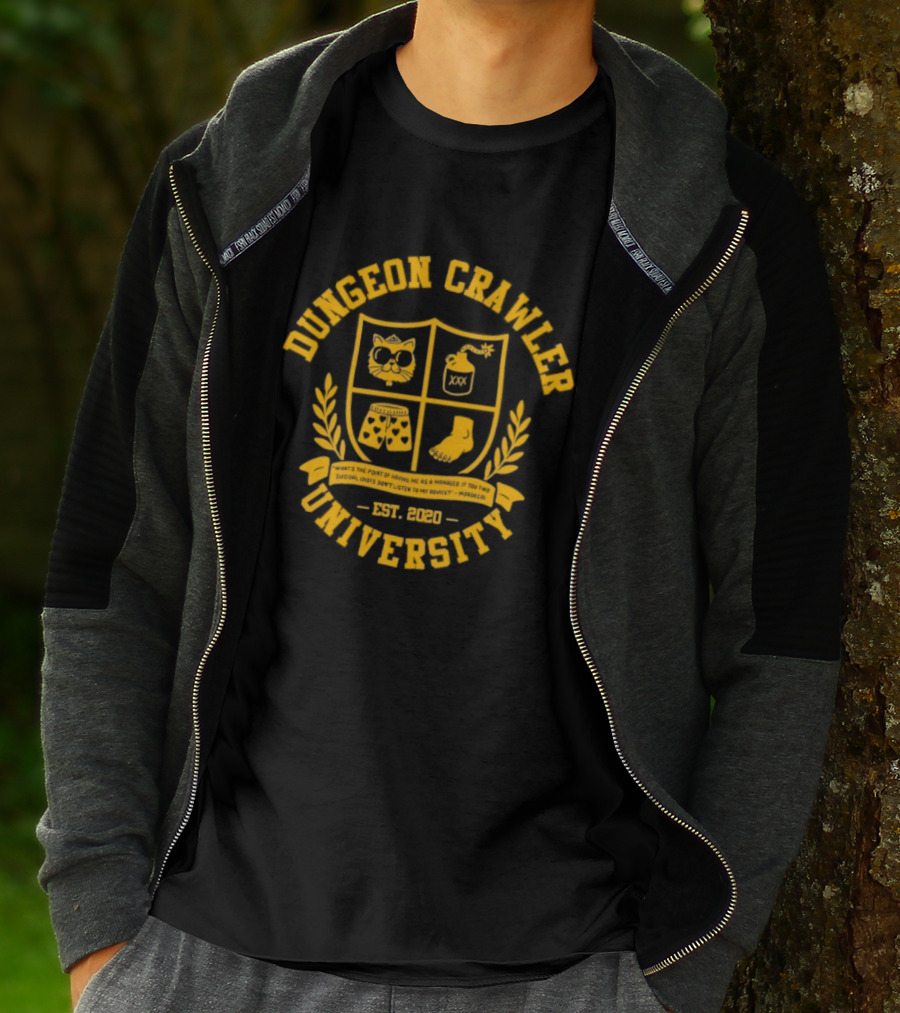 Dungeon Crawler University Crest Emblem What Is The Point Of Having Me As A Manager Est 2020 T-Shirt