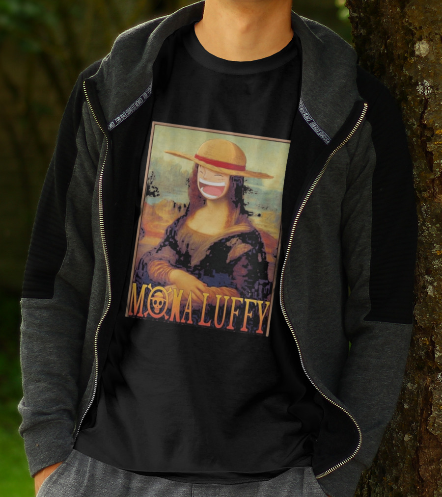 Mona Luffy Anime Mashup Mona Lisa T-Shirt