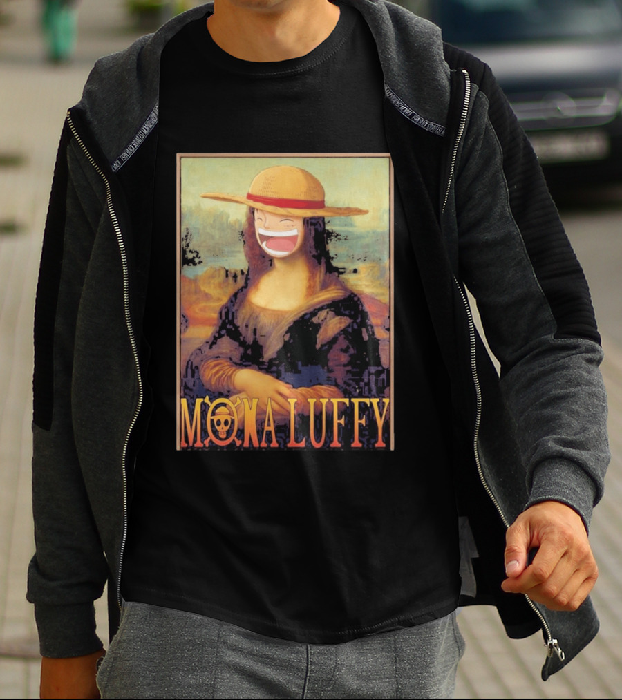 Mona Luffy Anime Mashup Mona Lisa T-Shirt