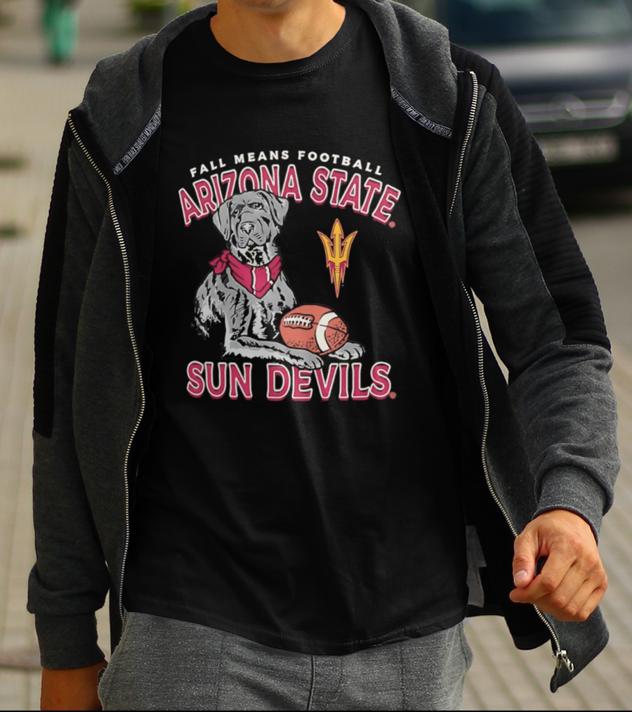 Fall Means Football Arizona State Sun Devils Mascot With Football T-Shirt