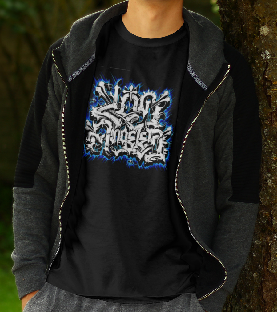 Gangster Streetwear Graffiti Urban White Blue Flame T-Shirt