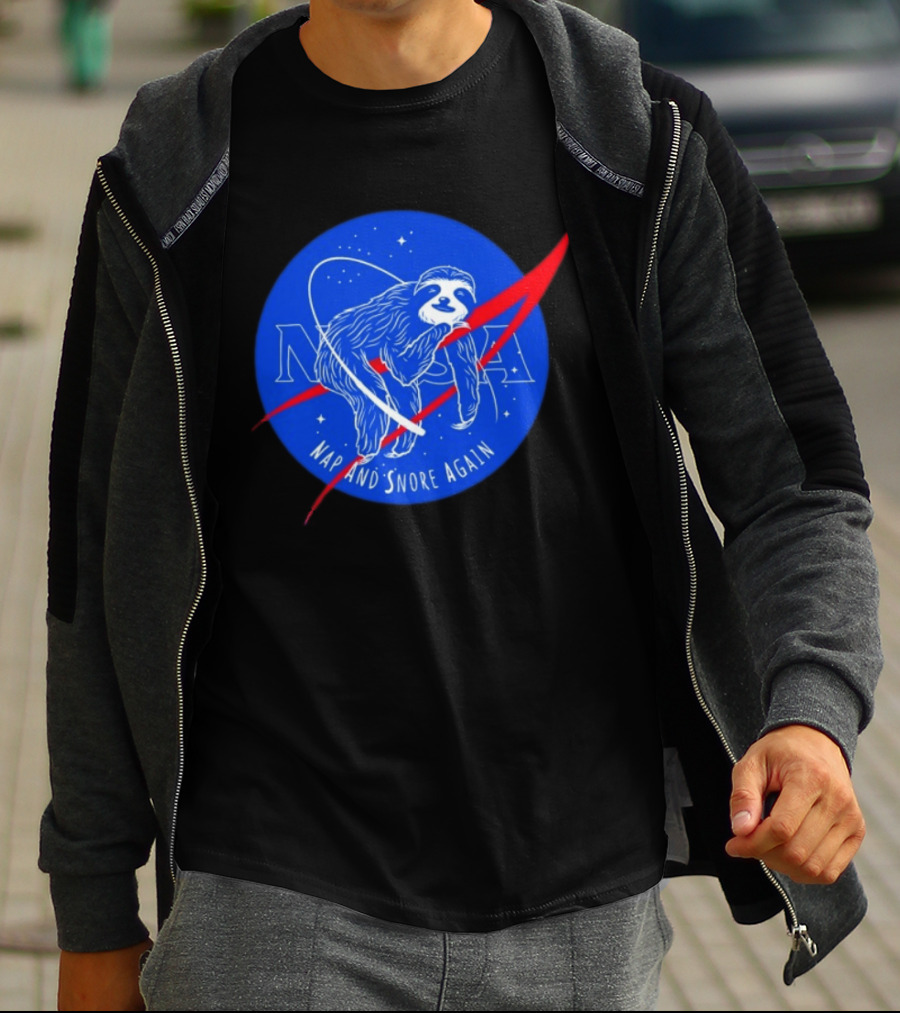 NASA Sloth Nap And Snore Again Space T-Shirt
