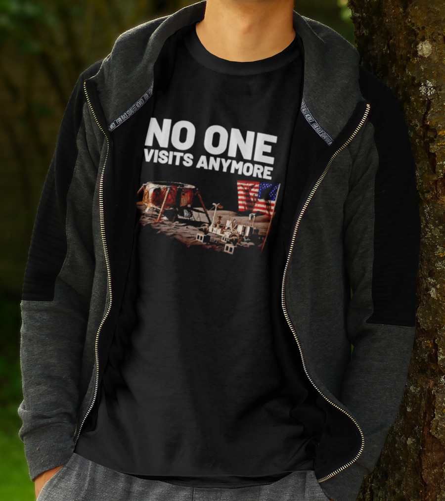 No One Visits Anymore Moon Landing Lunar Rover USA Flag T-Shirt
