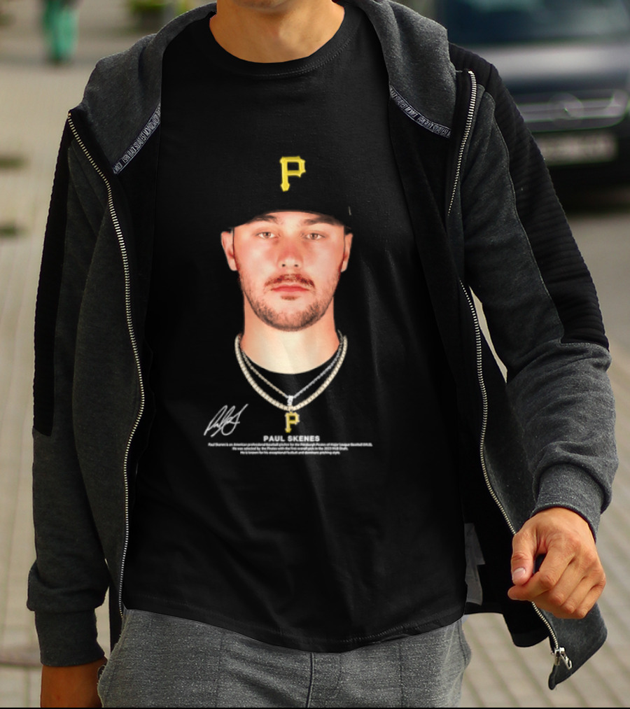 Paul Skenes Pittsburgh Pirates MLB Player Portrait And Signature T-Shirt