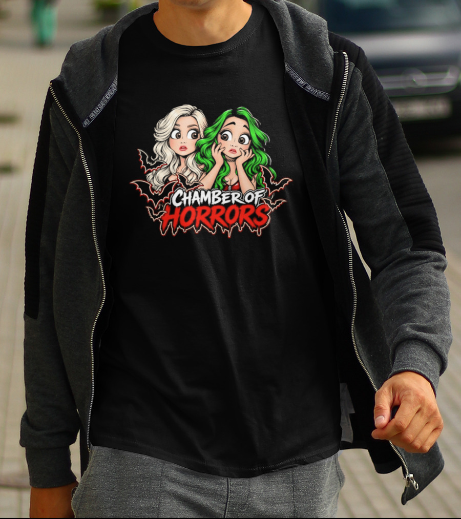 Scarlett And Shotzi Chamber Of Horrors Bats And Green Hair T-Shirt