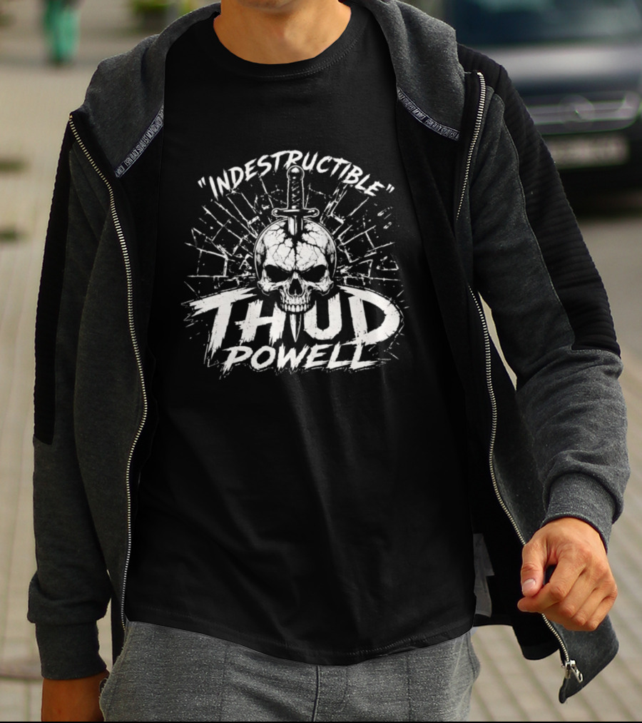Indestructible Thud Powell Skull Sword Artwork Explosion T-Shirt