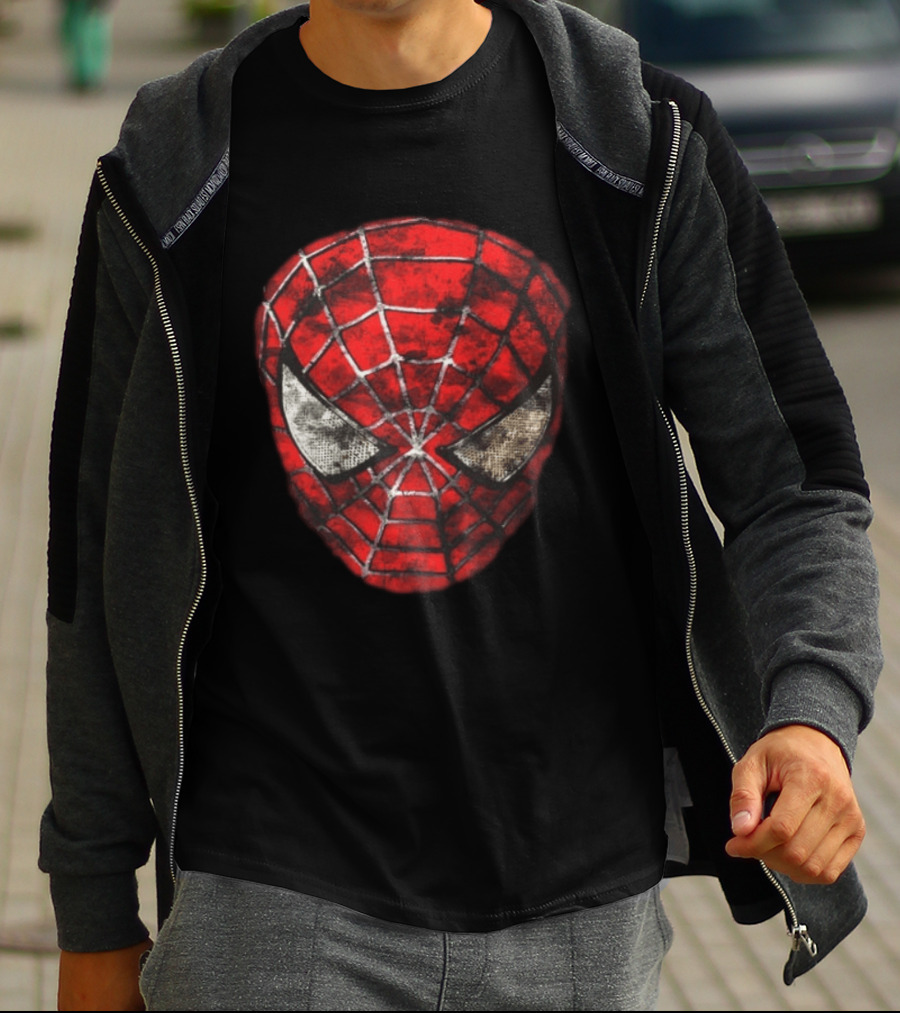 Spider Man 2 With Great Power Comes Great Responsibility Two Sided Iconic Mask T-Shirt