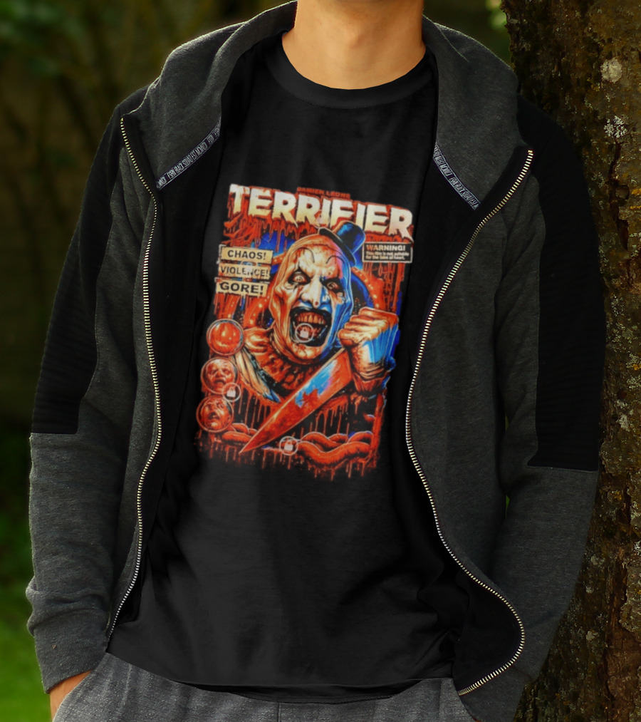 Damien Leone Terrifier Chaos Violence Gore Warning Clown T-Shirt