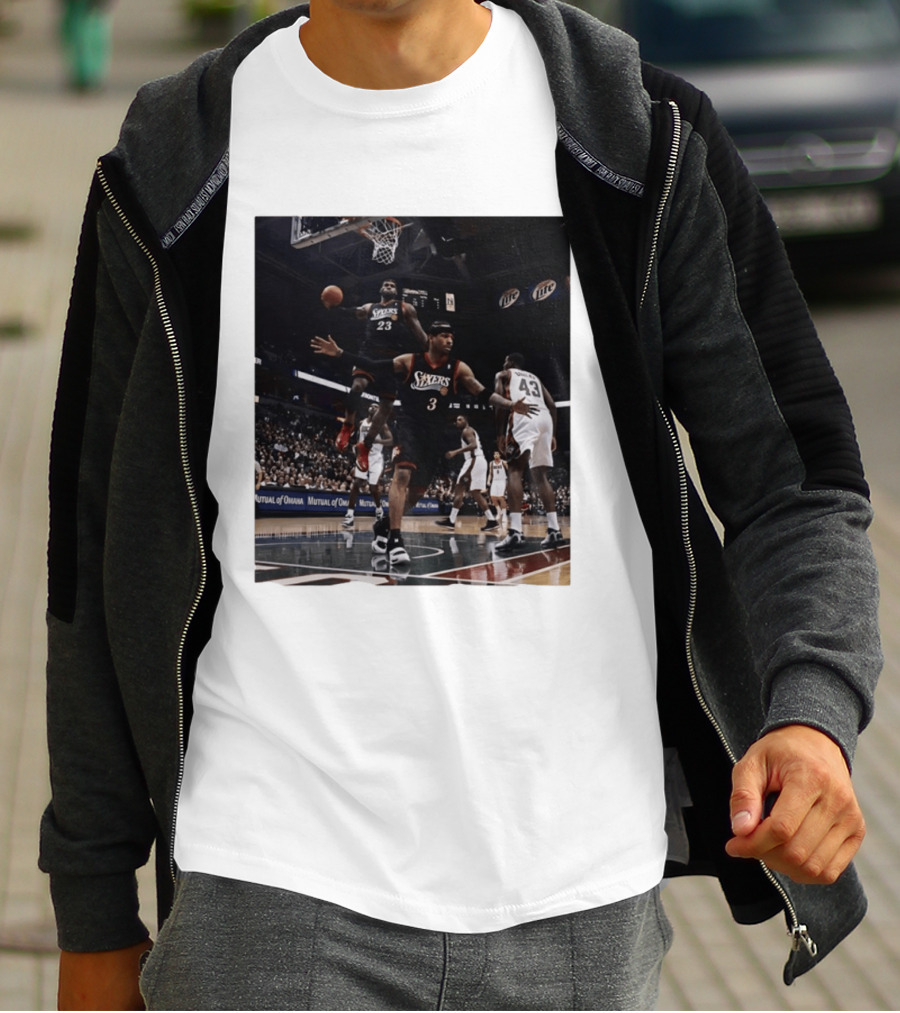 Philadelphia 76ers A.I. LeBron James Iconic Basketball Moment T-Shirt