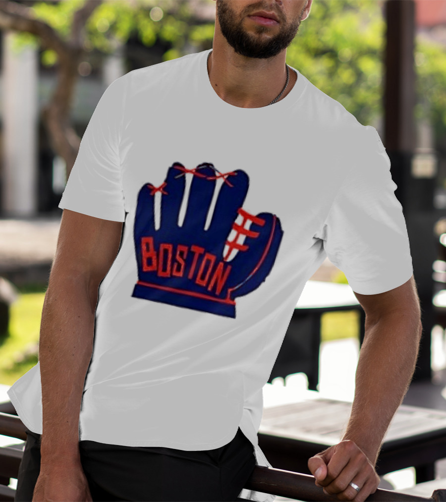 Boston Red Sox MLB Hat And Glove Baseball Club T-Shirt