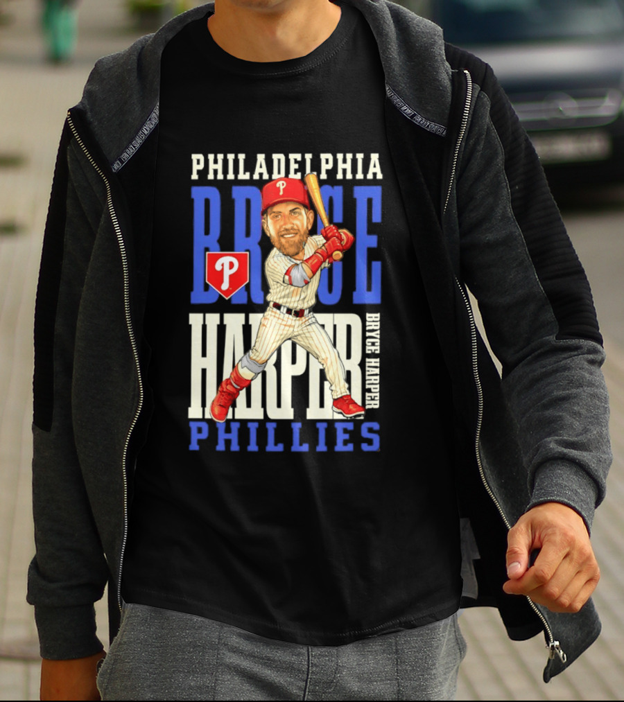 Philadelphia Phillies Bryce Harper Baseball Caricature Clash T-Shirt