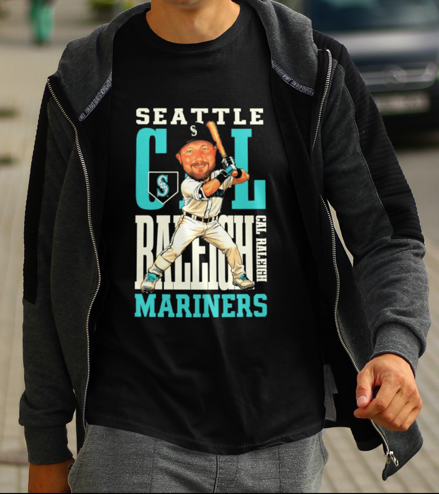 Seattle Mariners Cal Raleigh Baseball Caricature Mariners T-Shirt