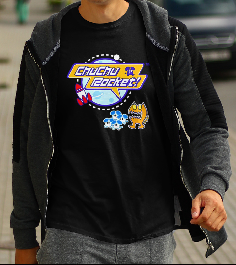 ChuChu Rocket Iconic Game Logo With Spaceship And Characters T-Shirt