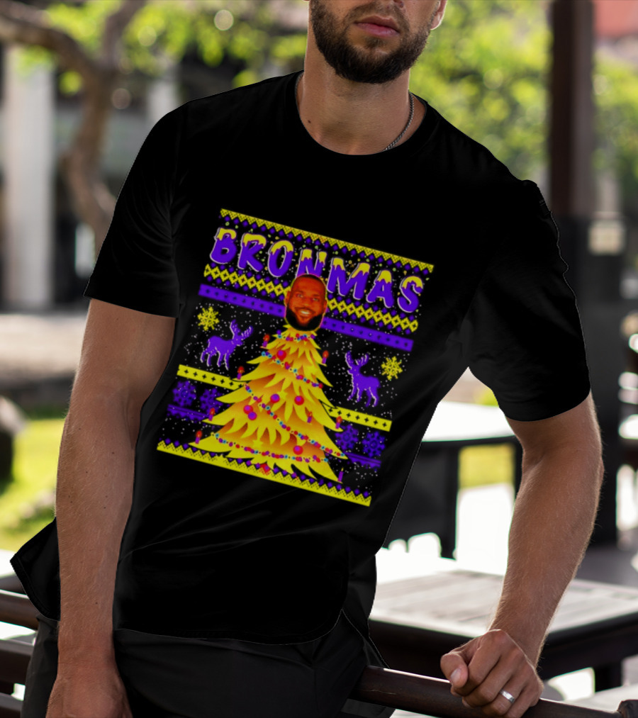 LeBron James Bronmas Christmas Tree Philadelphia 76ers Festive Reindeer T-Shirt
