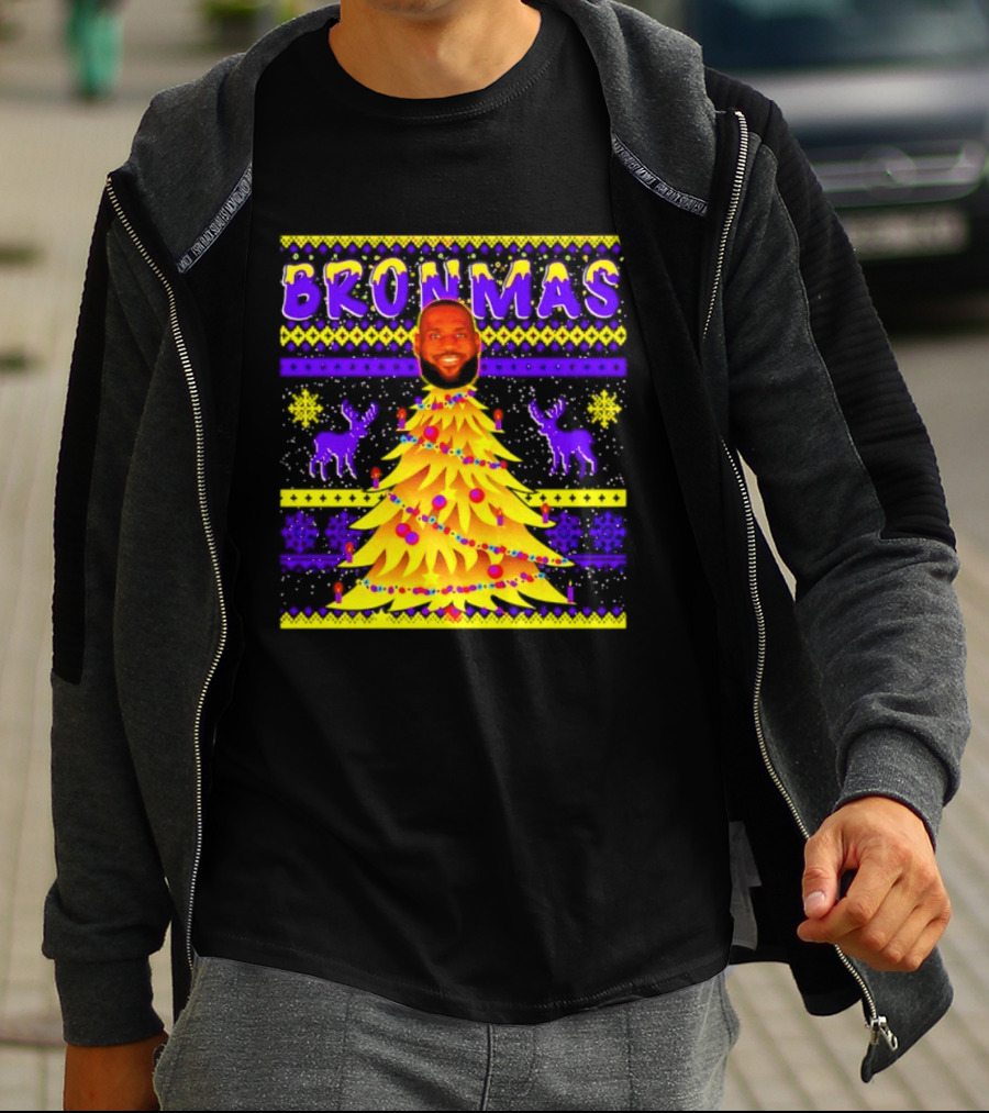 LeBron James Bronmas Christmas Tree Philadelphia 76ers Festive Reindeer T-Shirt