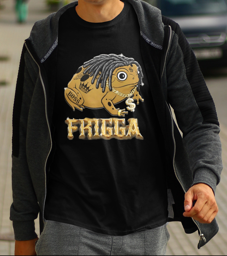 Frigga Boss Frog Crown Tattoos Dollar Chain T-Shirt