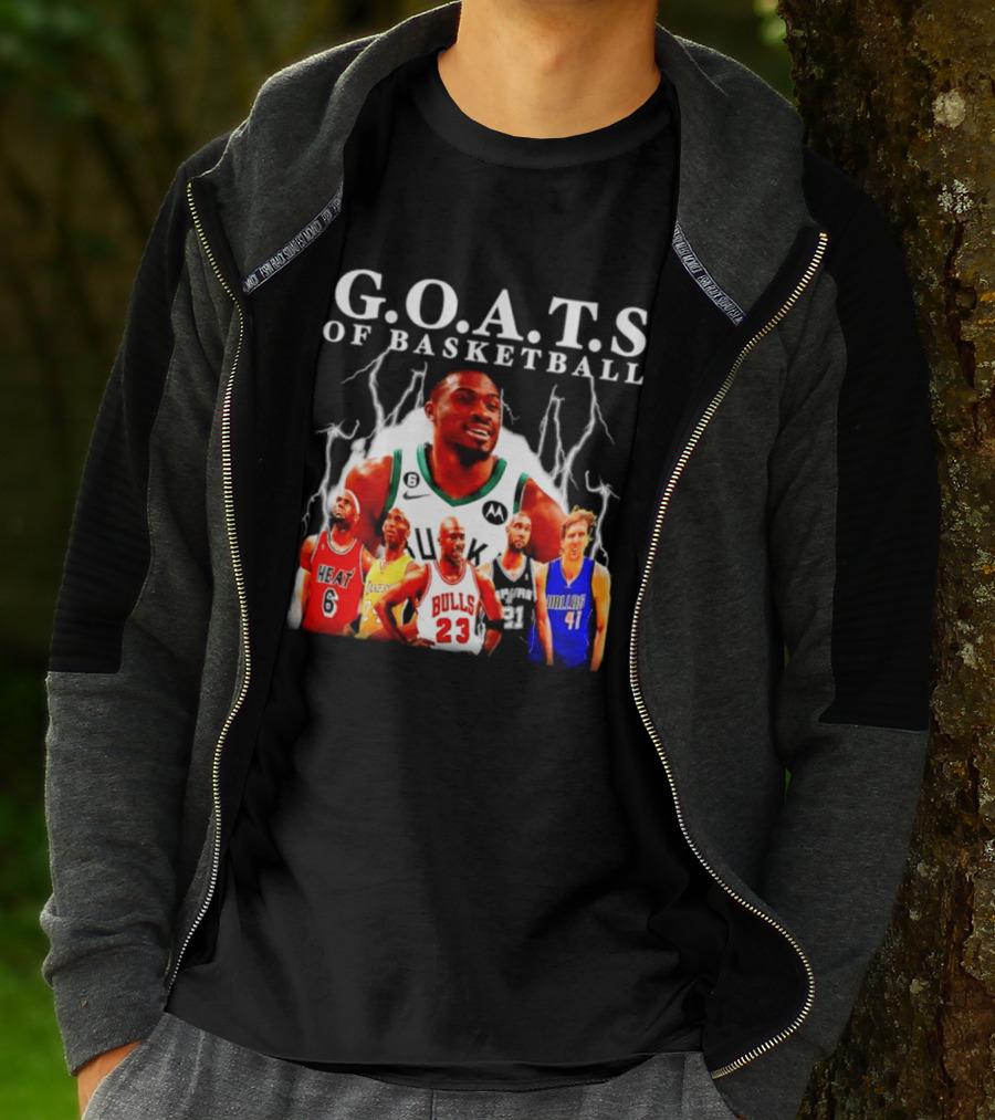 G.O.A.T.S Of Basketball Giannis Antetokounmpo LeBron James Kobe Bryant Michael Jordan Tim Duncan Dirk Nowitzki T-Shirt