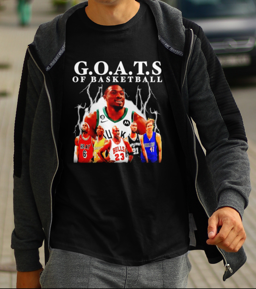 G.O.A.T.S Of Basketball Giannis Antetokounmpo LeBron James Kobe Bryant Michael Jordan Tim Duncan Dirk Nowitzki T-Shirt