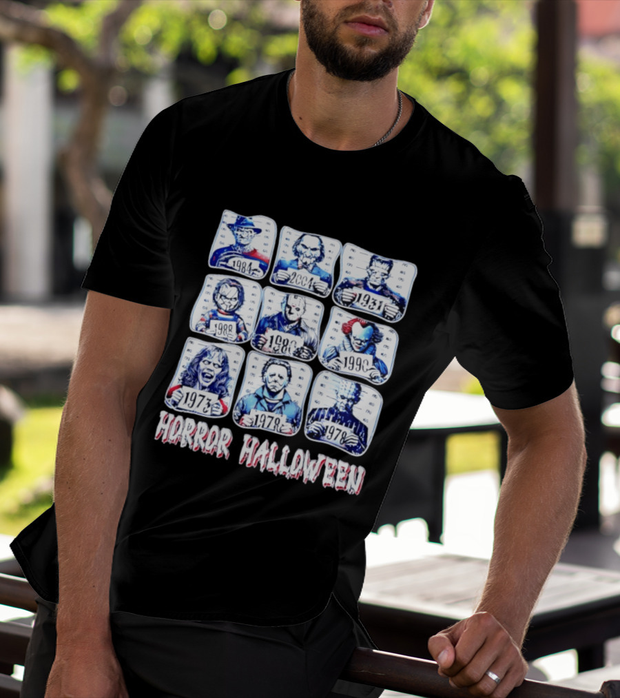 Horror Halloween Shot Characters 1973 1978 1980 1984 1988 1990 2004 Iconic Slashers T-Shirt