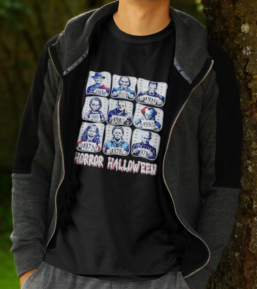 Horror Halloween Shot Characters 1973 1978 1980 1984 1988 1990 2004 Iconic Slashers T-Shirt